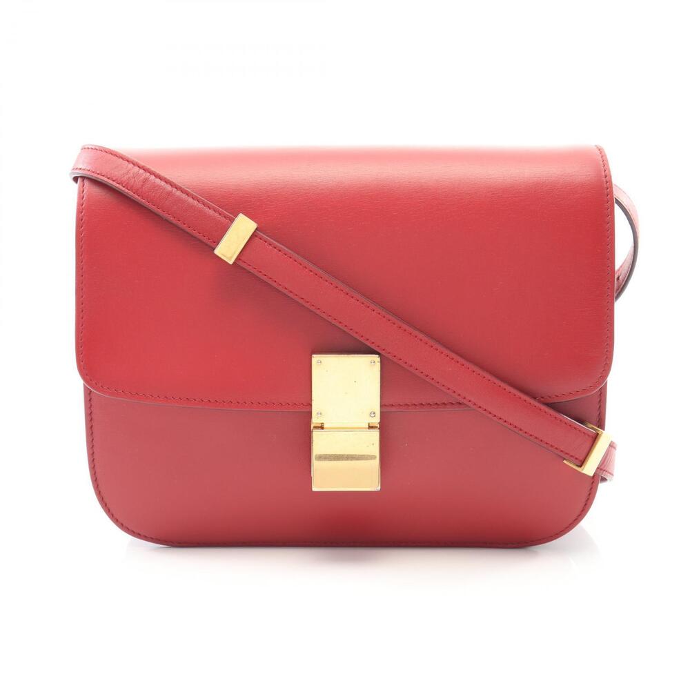 Celine Leather Classic Box Crossbody Bag Red